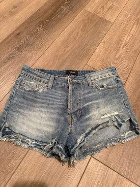 VERVET BY FLYING MONKEY Light Blue Distressed Denim Cutoff Shorts